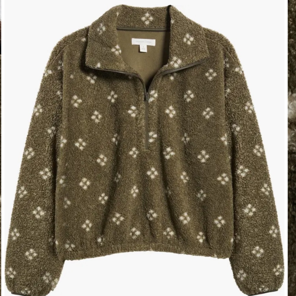 Treasure & Bond Olive Fleece Pullover Size Medium